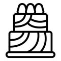 Chocolate wedding cake icon outline vector. Bridal marriage dessert