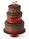Chocolate wedding cake isolated on white background. 3D illustration Royalty Free Stock Photo