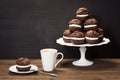 Chocolate Whoopie Pies or Moon Pies with Coffee Royalty Free Stock Photo