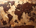 Chocolate world map global chocolate distribution. Royalty Free Stock Photo