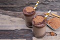 Chocolate yogurt smoothies milk high protein drinks brown .