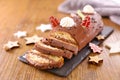 Chocolate yule log christmas cake Royalty Free Stock Photo