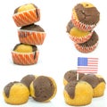 Chocolateand vanilla muffins collage Royalty Free Stock Photo