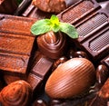 Chocolates background. Praline chocolate Royalty Free Stock Photo