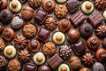 Chocolates Background. Praline Chocolate Sweets Royalty Free Stock Photo