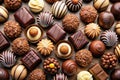 Chocolates Background. Praline Chocolate Sweets Royalty Free Stock Photo
