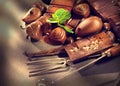 Chocolates background. Praline sweets Royalty Free Stock Photo