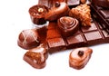 Chocolates border isolated on white Royalty Free Stock Photo