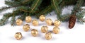 Chocolates truffles with Christmas tree twig Royalty Free Stock Photo