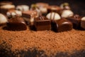 Chocolates white, dark, and milk chocolate, Chocolate Truffle background Royalty Free Stock Photo