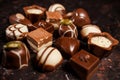 Chocolates white, dark, and milk chocolate, variety of Chocolate Truffle Royalty Free Stock Photo