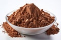 Chocolatey close up Full depth cocoa powder isolated on white backdrop Royalty Free Stock Photo