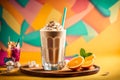 glass of chocolaty milk-shake