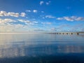 Choctawhatchee Bay and the Mid-Bay Toll Bridge in Destin, Florida during the day Royalty Free Stock Photo