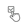 Choice checkbox, icon in line design. Choice, checkbox, select, options, decision, preferences, confirmation on white