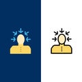 Choice, Choosing, Criticism, Human, Person Icons. Flat and Line Filled Icon Set Vector Blue Background