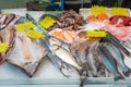 Choice of fish and seafood for sale