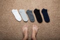 A choice of five pairs of socks. A set of men`s fashion socks