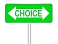 Choice green road sign 3d concept Royalty Free Stock Photo