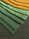 Choice of green and yellow textiles Royalty Free Stock Photo