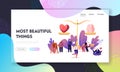 Choice between Mind and Feelings Landing Page Template. Heart and Brain Lying on Scales