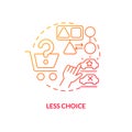 Less choice red gradient concept icon