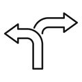 Choice road icon outline vector. Business ambiguity