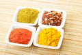 Choice of spices on mat Royalty Free Stock Photo