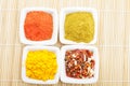 Choice of spices on mat above view Royalty Free Stock Photo