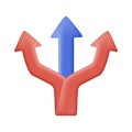Choice, thinking, doubt, problem 3D icon concept. Choosing between three colors or ways pointing. Crossroads as business