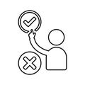 Choices, decision, decision making outline icon. Line art vector