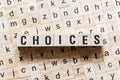Choices word concept on cubes Royalty Free Stock Photo