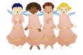 Choir with four young angels dressed in pink Royalty Free Stock Photo