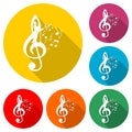 Choir guide logo, Choir icon, color set with long shadow