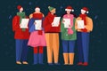 choir people singing christmas carol vector design illustration