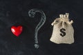 Choise concept. Money or love concept. Family or career choice. Life balance Royalty Free Stock Photo