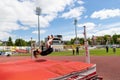 Chojnice, pomorskie / Poland - May, 29, 2019: Athletics competition at the municipal stadium. Struggles in running and jumping in Royalty Free Stock Photo