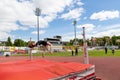 Chojnice, pomorskie / Poland - May, 29, 2019: Athletics competition at the municipal stadium. Struggles in running and jumping in Royalty Free Stock Photo