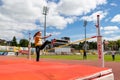 Chojnice, pomorskie / Poland - May, 29, 2019: Athletics competition at the municipal stadium. Struggles in running and jumping in Royalty Free Stock Photo