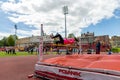 Chojnice, pomorskie / Poland - May, 29, 2019: Athletics competition at the municipal stadium. Struggles in running and jumping in Royalty Free Stock Photo