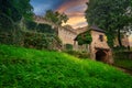 Chojnik Castle in Karkonosze mountains at sunset. Poland Royalty Free Stock Photo