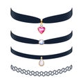Choker necklaces set vector illustration. Royalty Free Stock Photo