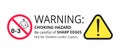 Choking warning hazard forbidden sign sticker not suitable for children under 3 years isolated on white background.
