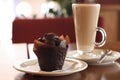 Chokolate muffin coffee latte Royalty Free Stock Photo