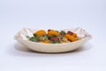 Chola Chana Chaat, Bowl of Chickpeas curry or Chola masala. Ramadan Iftari Dinner. Ramzan Meal. Specially for Eid Roza Iftar Royalty Free Stock Photo