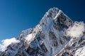 Cholatse mountain peak view from Dzongla village in a morning, Himalaya mountains range in Everest base camp trekking route, Nepal Royalty Free Stock Photo