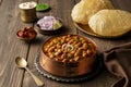 Chole Bhature in dark background