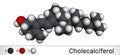 Cholecalciferol, colecalciferol, vitamin D, C27H44O molecule. Molecular model