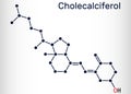 Cholecalciferol, colecalciferol, vitamin D3, C27H44O molecule. Structural chemical formula