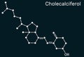 Cholecalciferol, colecalciferol, vitamin D3, C27H44O molecule. Structural chemical formula Royalty Free Stock Photo